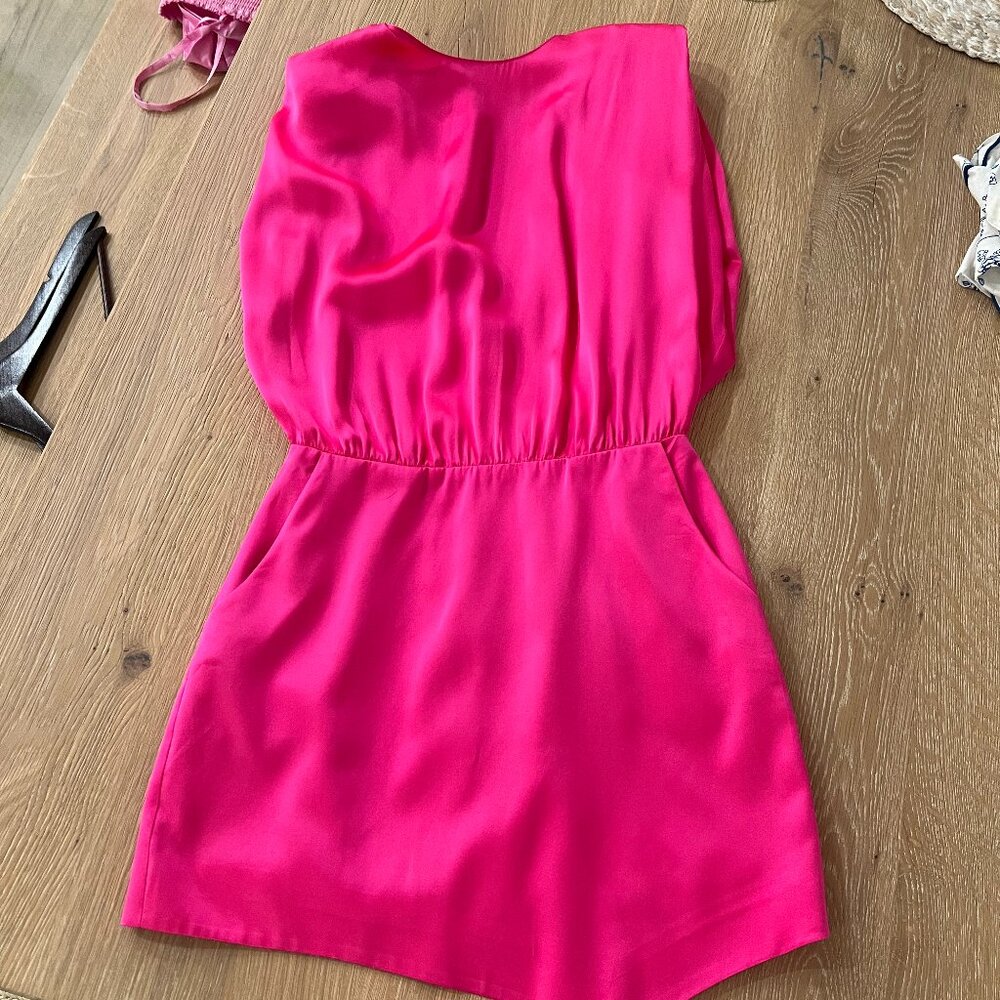 COPY - Amanda Uprichard Aisling Silk Cocktail Dress in Cerise Hot Pink X Small …